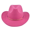 Classic rose pink felt cowboy hat with gold metallic trim on a clean white background - M (56-58cm) / Rose Red
