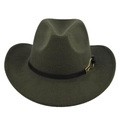 Detailed texture of olive green felt hat with black leather band and golden buckle - M (56-58cm) / Army Green