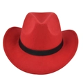 Detail of red cowboy hat featuring a wide brim and contrasting black ribbon band - M (56-58cm) / Red (BF741-5)