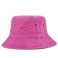 Detailansicht eines rosa Anglerhuts aus Baumwolle mit Metallösen und gesteppter Krempe - Verstellbar / Fuchsia
