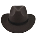 Detailed close-up of a vintage brown wool felt fedora hat with black ribbon band - M (56-58cm) / Coffee (BF741-7)