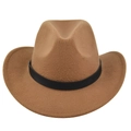 Close-up of the tan wool felt cowboy hat featuring a black leather band and fine texture - M (56-58cm) / Dark Khaki (BF741-11)
