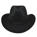 Klassieke zwarte wolvilt cowboyhoed met brede rand en decoratieve lederen band - M / Zwart (BF741-1)