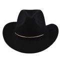 Classic black felt cowboy hat with elegant gold metal band detail and wide brim - M (56-58cm) / Black