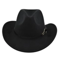 Schwarzer Cowboyhut aus Filz mit Lederband und goldener Metallschnalle Detail - M / Schwarz