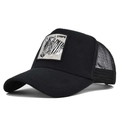 Gorra trucker clásica negra con bordado de cebra y malla transpirable en la parte posterior - Estilo de Color Sólido (CM617-1) / Negro