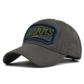 Berretto da baseball in cotone grigio scuro con ricamo vintage Mann's Super 3D frontale - Verde Militare