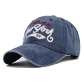 Vintage navy blue washed cotton baseball cap with New York America embroidery - Adjustable / Navy Blue
