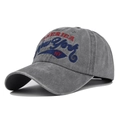 Detail of New York embroidery on dark grey washed cotton vintage baseball cap - Adjustable / Gray