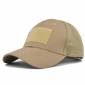 Tactical mesh baseball cap featuring a front loop field and breathable coyote brown fabric - Adjustable / Khaki