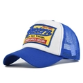 Cappellino trucker blu e bianco con ricamo Western 1985 e retro a rete - Regolabile / Blu