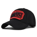 Cappellino da baseball nero in cotone con toppa rossa 3D ricamata e logo Mun's SUPER - Nero