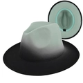 Vintage fedora vilten hoed met verloop van muntgroen naar zwart en brede platte rand - M (56-58cm) / Groen (3)
