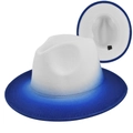 Vintage style fedora hat with white and blue gradient felt design for men and women - M (56-58cm) / White and Blue