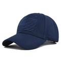 Navy blue baseball cap with 3D embroidered American flag and structured curved brim - Navy Blue