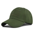 Detailed close-up of army green baseball cap with 3D American flag embroidery - Army Green