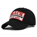 Schwarze Baumwoll-Basecap mit rot-weißem BLACK REBEL Stickerei-Aufnäher-Design - Schwarz