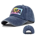 Μπλε σκούρο τζιν καπέλο του μπέιζμπολ με MAMA tie-dye patch και ρυθμιζόμενο κούμπωμα - Ρυθμιζόμενο / Ναυτικό μπλε