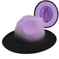 Macro detail of vintage fedora hat showing the purple and black gradient wool felt texture - M (56-58cm) / Purple