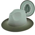 Close-up of ombre mint to olive green fedora hat featuring wool felt interior texture - M (56-58cm) / Green