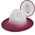Detail of gradient fedora hat showing white to burgundy transition and inner lining - M (56-58cm) / White + Wine Red