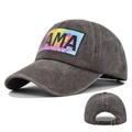 Donkergrijze MAMA baseballpet met vintage wassing en kleurrijke tie-dye print - Verstelbaar / koffiekleur