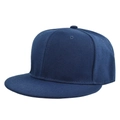Classic dark blue flat brim snapback baseball cap with adjustable six-panel design - One Size(Adjustable) / Navy Blue