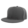 Detailed close-up showing the dark gray twill fabric and six-panel stitching of the snapback hat - Adjustable / Dark Gray