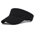 Detailed side view of a black breathable cotton visor cap with a curved brim design - Black