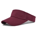 Detail of wine red sun visor hat showing breathable twill fabric texture and adjustable strap - Burgundy