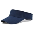 Detail of the navy blue sun visor showing durable twill cotton fabric and stitched brim - Navy Blue