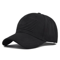 Black baseball cap with 3D American flag embroidery and structured cotton crown - Black