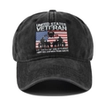 Vintage US Army Veteran honkbalpet met Amerikaanse vlag en soldaat bedrukking - Zwart