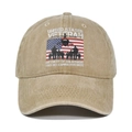 Detailweergave van de Amerikaanse veteranenprint op de kaki twill katoenen honkbalpet - Khaki