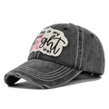 Berretto da baseball grigio scuro vintage con patch nastro rosa e ricamo Fight Hat - Stile Nastro Rosa (CB384-1) / Grigio Antracite