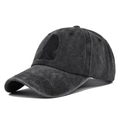 Gorra de béisbol vintage gris oscuro de algodón lavado con bordado de Bigfoot negro - Ajustable / Negro