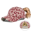Berretto da baseball con stampa leopardata rossa e elastico posteriore incrociato - Borgogna