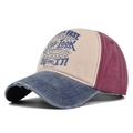 Vintage Tricolor Baseballkappe mit Graffiti-Druck und abgenutztem Denim-Stil Design - Verstellbar / Marineblau