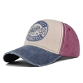 Gorra de béisbol vintage tricolor con bordado de New York y diseño desgastado - Ajustable / Azul marino