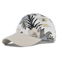 Honkbalpet met tropische palmprint, beige gebogen rand en vintage bloemmotief voor buiten - Palmbladpatroon (#1)