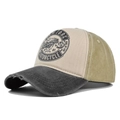 Gorra de béisbol de bloques de color desgastada con estampado New York Motorcycle - Ajustable / Negro