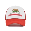 Casquette trucker rouge et blanche California Republic avec filet et imprimé drapeau - Rouge et Blanc