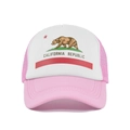 Détail de l'imprimé drapeau California Republic et maille rose sur la casquette - Rose et Blanc