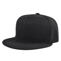 Classic plain black hip-hop baseball cap with flat brim and solid six-panel construction - One Size(Adjustable) / Black