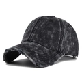 Cappellino da baseball vintage in cotone nero lavato con visiera strappata e stile retrò - Regolabile / Nero
