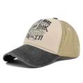 Dreifarbige Vintage Route 66 Baseballkappe mit Distressed-Schirm und Stickerei - Verstellbar / Schwarz