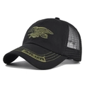 Zwarte tactische mesh honkbalpet met Navy Seals borduursel en camouflage klep - Zwart