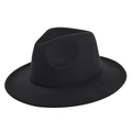 Detalle de la textura del sombrero fedora de fieltro negro con copa clásica pinzada - Talla 53-54 / Negro