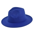 Sombrero fedora azul oscuro de ala ancha para niños en lana con copa clásica - Talla 53-54 / Azul