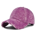 Berretto da baseball in cotone lavato viola con visiera consumata per uno stile retrò - Regolabile / Rosso rosa